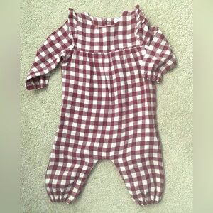 Angel dear berry gingham jumpsuit